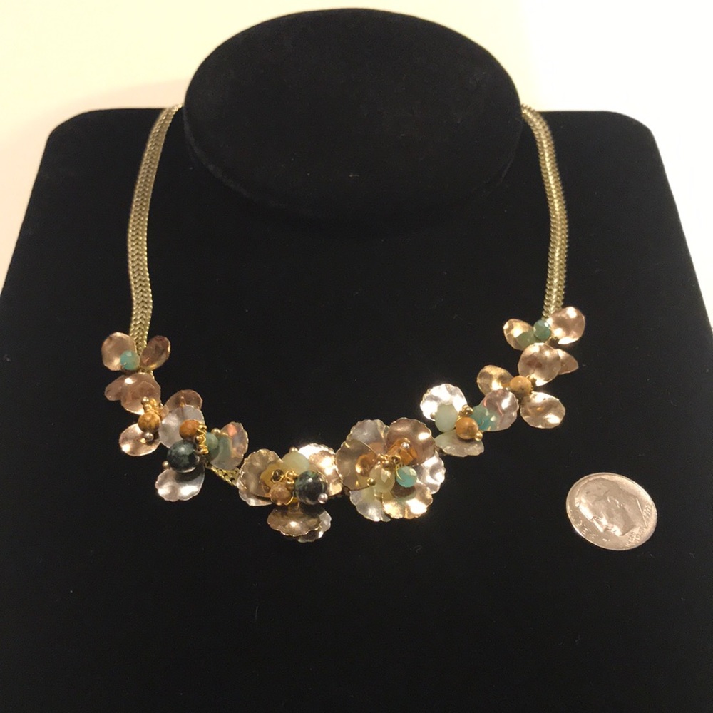 Hand made vermeil flower necklace 10 inch